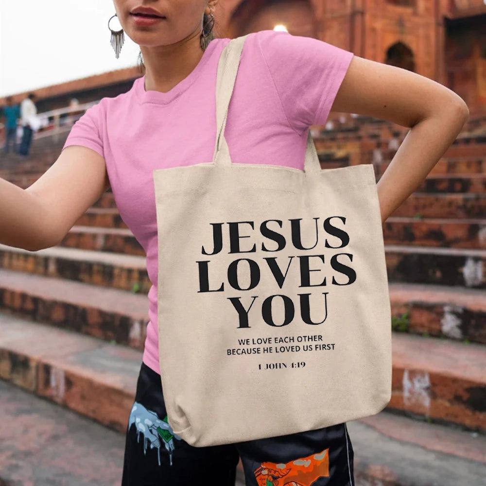 Jesus Loves You Canvas Tote