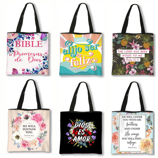 Cute Bible Proverbs Print Tote Bag