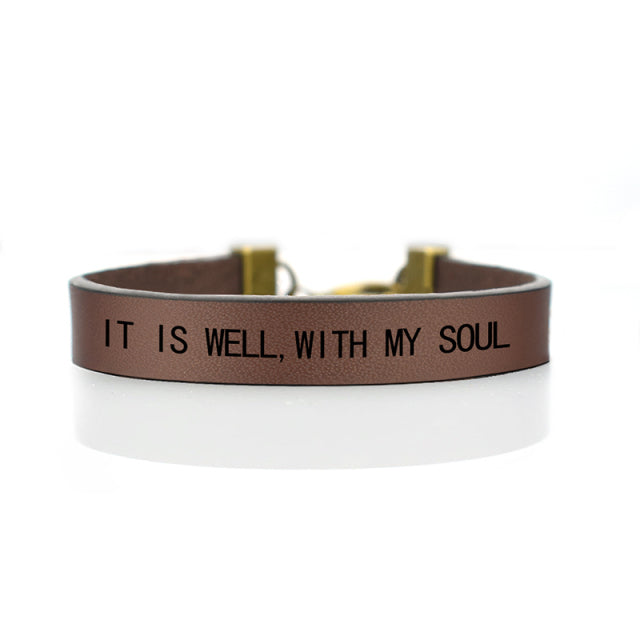 It Is Well with My Soul Leather Wrap Bracelet